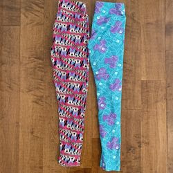 Lularoe Disney Minnie Mouse leggings lot bundle   Lot of 2 in good condition   One size 