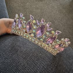 Purple and gold quinceañera crown