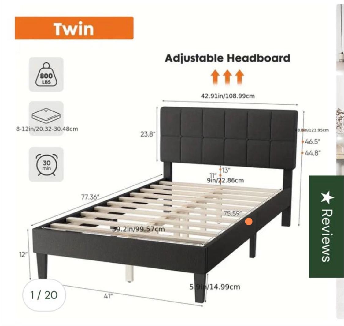 Bed Frame and Wall Hanging Mirror