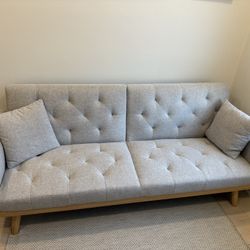 74 Inch Light Gray Futon Sofa Bed