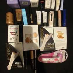 Beauty samples plus a Lancôme makeup bag  $20