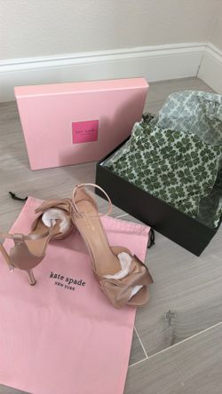 Kate Spade Bridal Bow Satin Heels Pale Vellum Size 8.5B