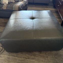 Gray leather Ottoman 40”x40”