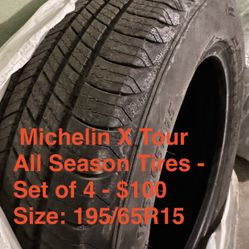 Michelin X Tour All Season Tires – Set of 4 – $100