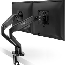 EVEO Premium Dual Monitor Stand 14-32” Dual Monitor Mount Vesa Bracket Adjustable Height Gas Spring Monitor Stand for Screen Full Motion Dual Monitor 