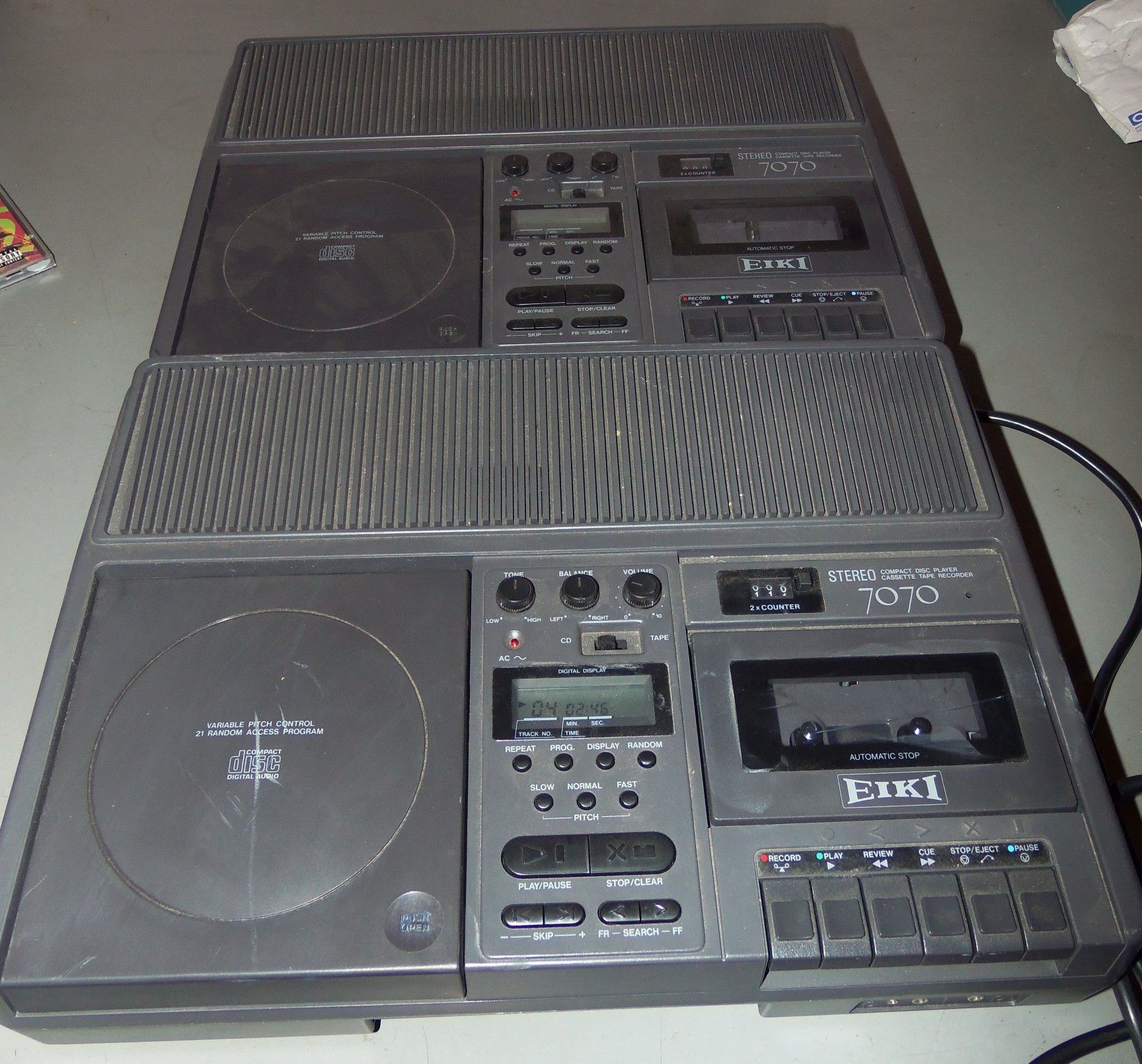 Pair of EIKI 7070 CD Audio Cassette Recorder Combo Unit