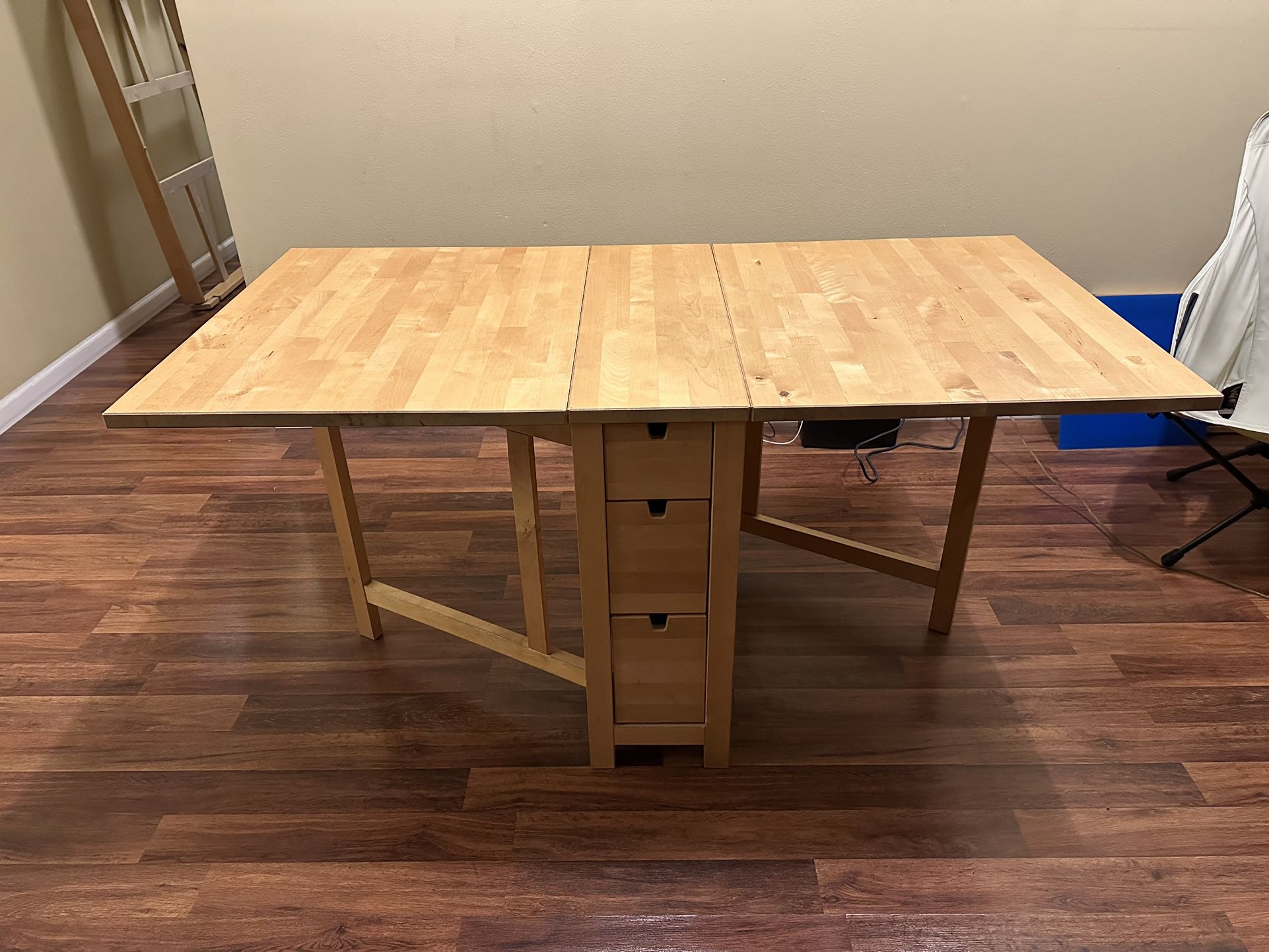 Ikea Norden Dining Table Extendable Foldable Birch w/ Drawers