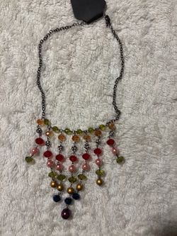 Multicolor Beaded Fringe Statement Necklace