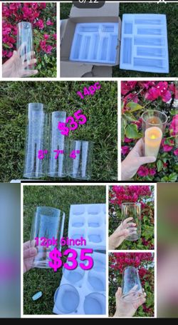 Glass vases different colors and quantity