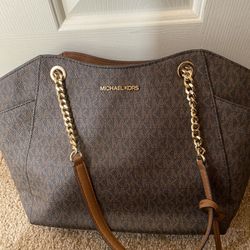 Michael Kors Jet Set Logo Shoulder Bag Brown