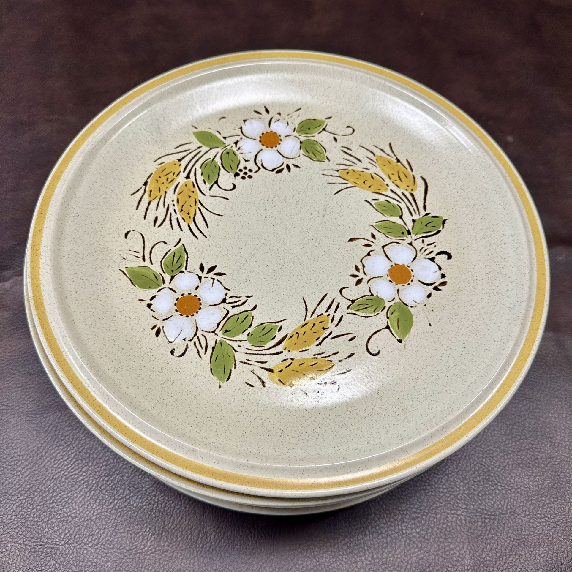 Stoneware Plates Hearthside Garden Festival Plates Vintage 80s