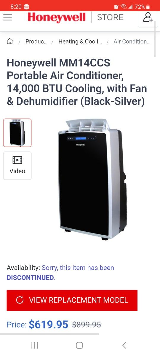 Honeywell AC 14,000 BTU Cooling & Dehumidifier 