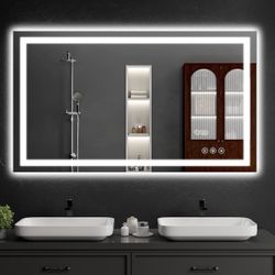 ED Bathroom Mirrors 40"x48" Bathroom Mirror with Lights for Wall, Backlit + Front Lit