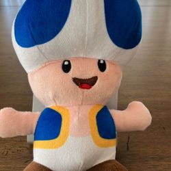 Super Mario 8" Blue Toad Plush 