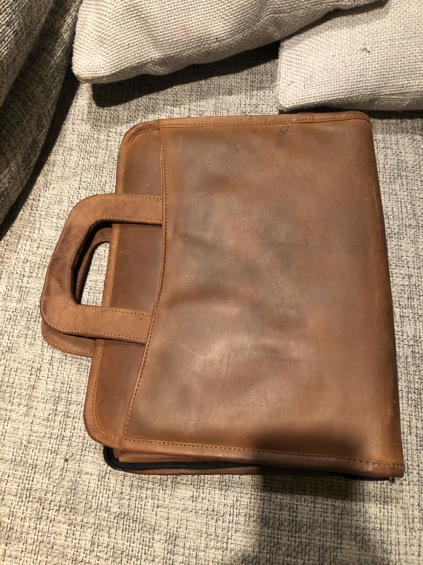 Crazy horse laptop 12in bag case portfolio zipper genuine leather