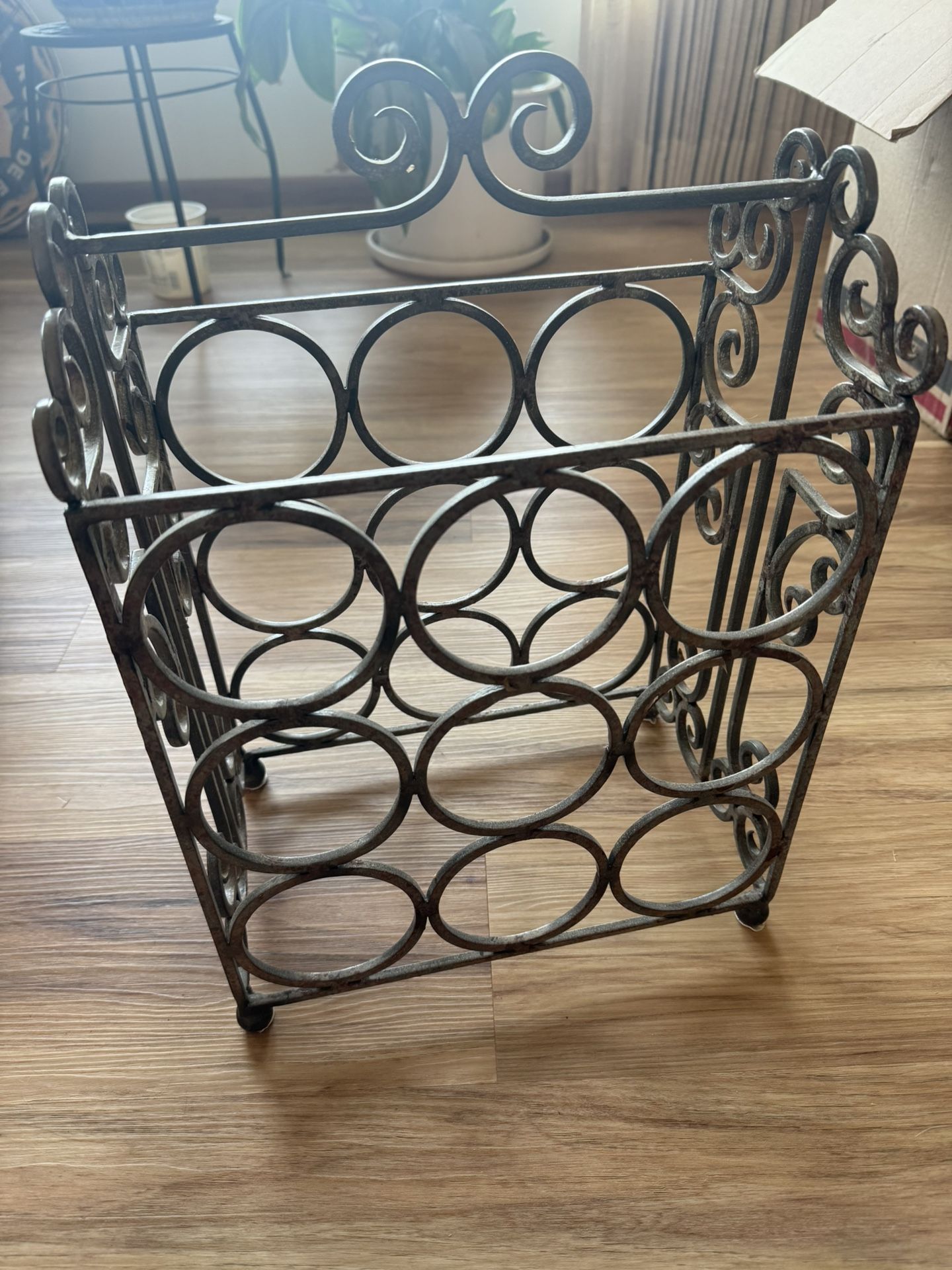 Wrought Iron Wine Rack – Elegant Scroll Design