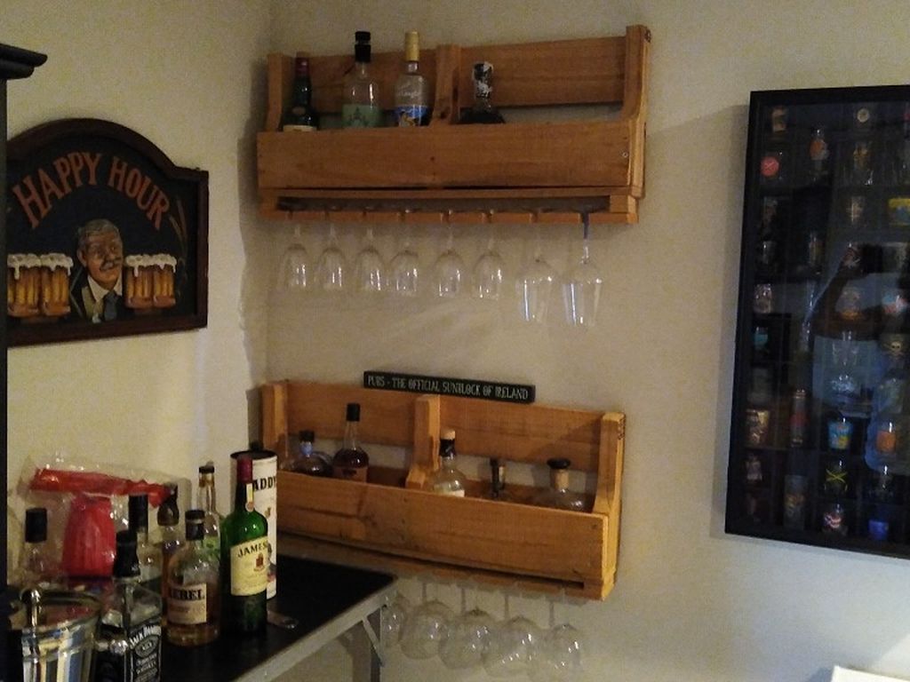 2 Liquor/Wine Bottle Racks With Wine Glass Hangers