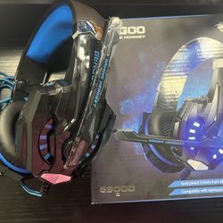 Bengoo G9000 Pro Gaming Headset Black Blue Boom Microphone USB (all consoles)