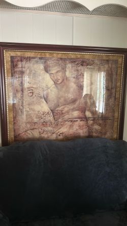 38W"x32H": ACHELOUS by RICHARD FRANKLIN - HERCULES DOUBLE MATTE, GLASS and FRAME