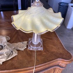 Antique  Yellow Murano  Glass Lamp