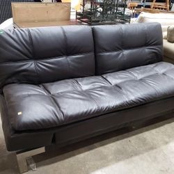 Brown Leather Venetia Dream 80” Convertible Euro Lounger Sofa Bed by Lifestyle Solutions 