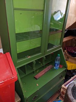 Army Green Secretary Desk Cabinet Dresser