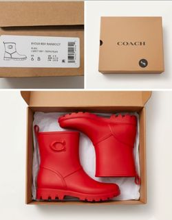 New Coach Ryder RBR Rainboot - Ruby Red - Size 6B