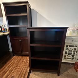 Cherry Wood Bookshelf & Cabinet Set