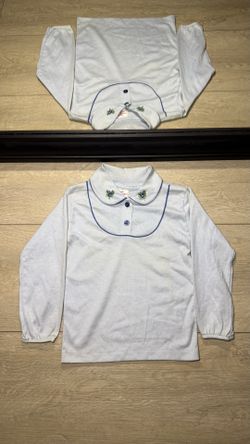 New Vintage 1980s Kids / Toddlers Embroidered Flower Long Sleeve Shirt