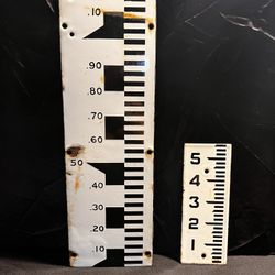 1960S Era Vintage Porcelain And Steel Staff Stream Gauges