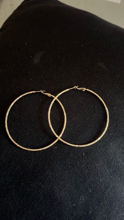 Large Gold Textured Hoop Earrings