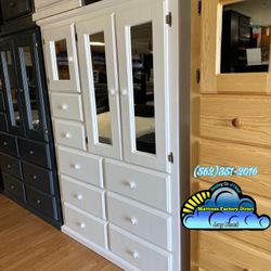 White Pinewood Clóset Wardrobe New Chest Dresser 