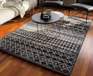 Black and White Geometric Area Rug