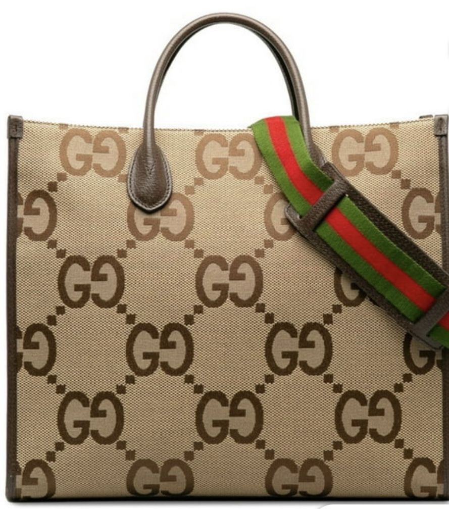 Gucci jumbo gg logo shoulder bag purse canvas large handbag crossbody