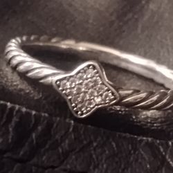 David Yurman Quatrefoil Stackable Cable Ring In Sterling Silver Size 8 And 1/2