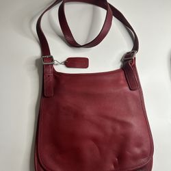  Coach Vintage Red Leather Hippie Flap Crossbody Bag #9135 | Color: Red |