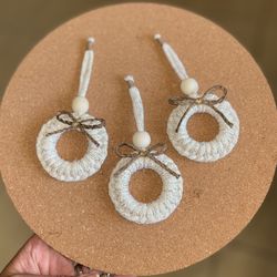 Macrame mini wreath ornaments