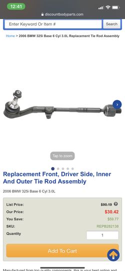 Inner and outer tire rod Fits 2006 BMW 325i Base 6 Cyl 3.0L