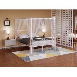 FREE WHITE BED FRAME - QUEEN - ONLY THE FRAME IS AVAILABLE. 