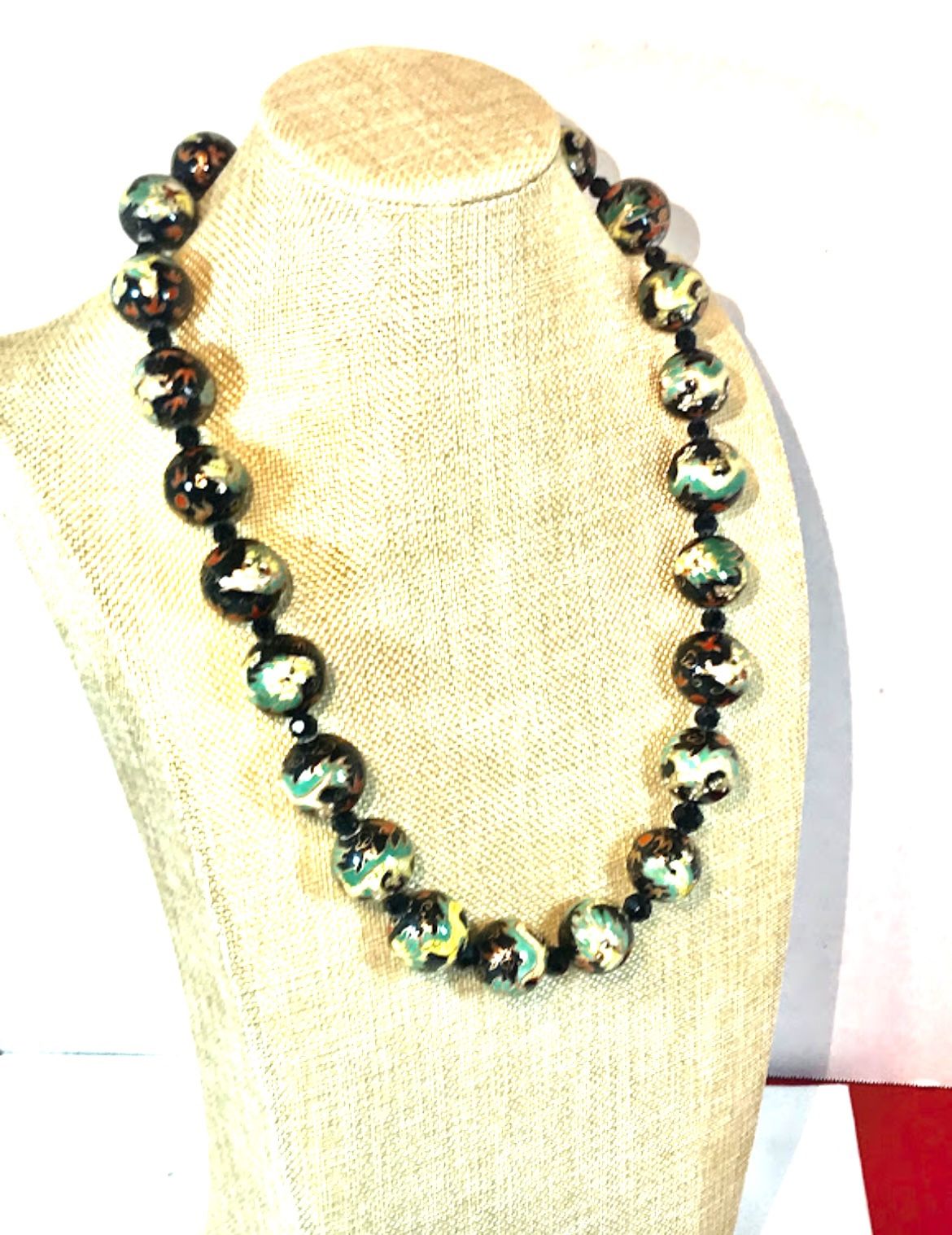 10k Gold Cloisonné Necklace