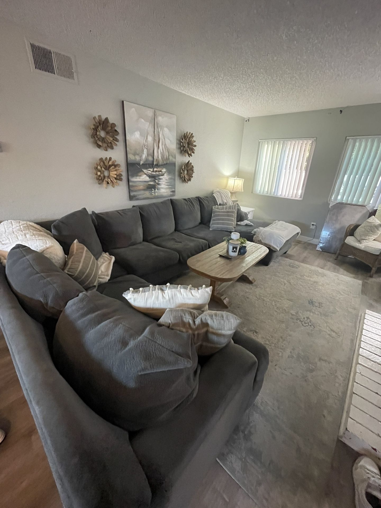 Microfiber Gray / Grey Sectional sofa with Chase
