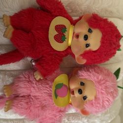 Peach and strawberry monchhichis 