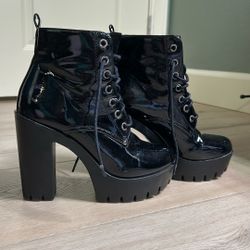 Patent Black Boots