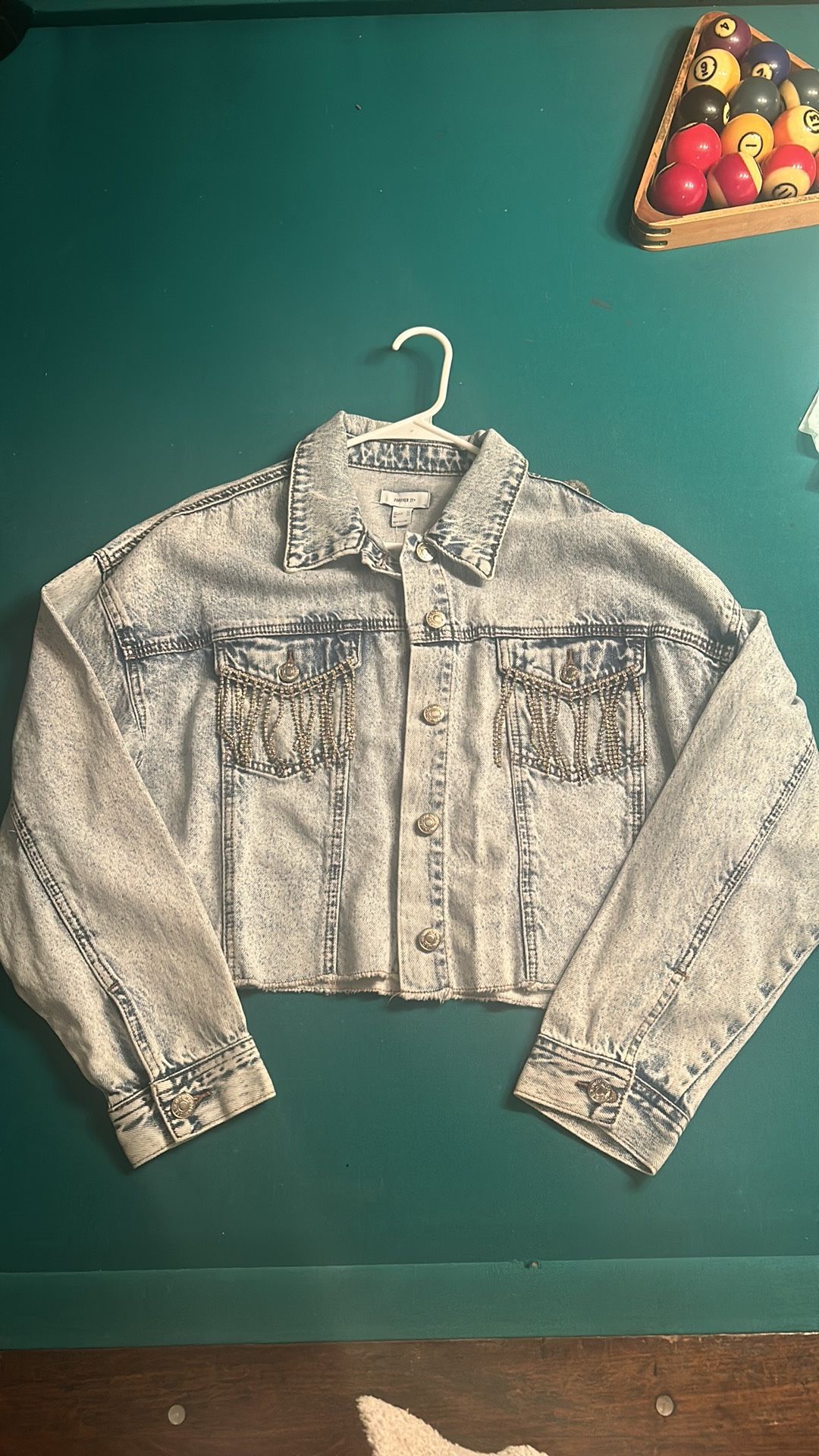 Forever 21 Jean Jacket with sparkly tassels