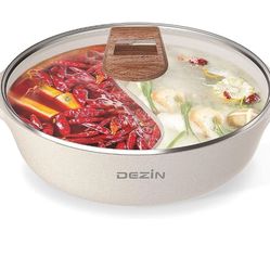 (New in Box)
Dezin 5-QT Double-flavor Shabu Pot with Divider, Dual Sided Nonstick 12 Inch Divided Hotpot for Induction Cooktop, Gas Stove & Hot Burner
