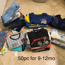 50pc Baby Boy 9-12mo Clothing 