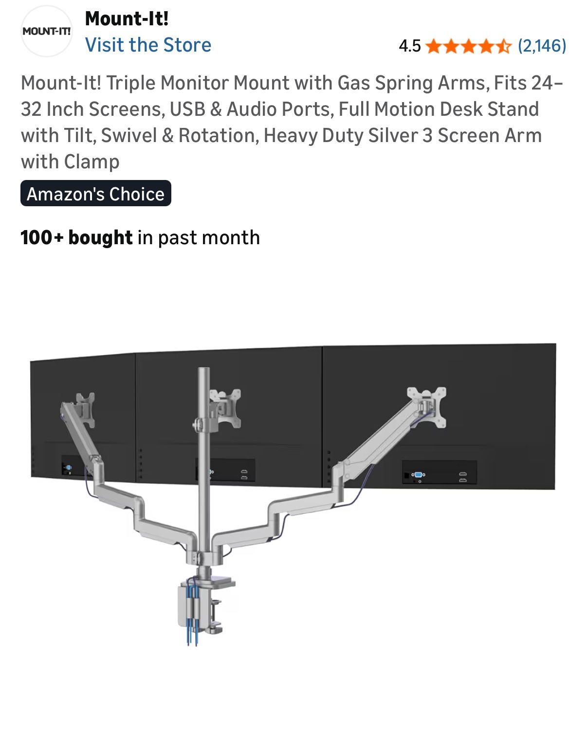 Mount-it! Triple Monitor Arms. 
