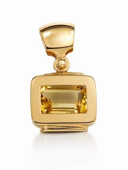 18k solid yellow gold Natural 1 Ct yellow Citrine Emerald cut stone lady’s charm pendant