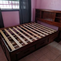 Full Size Bed Frame + Retractable Twin Size Bed