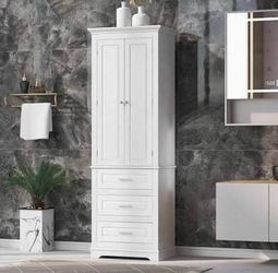Minor Discrepancies Assembled New Bathroom Storage Cabinet Tall Cabinet with Doors and Shelves
